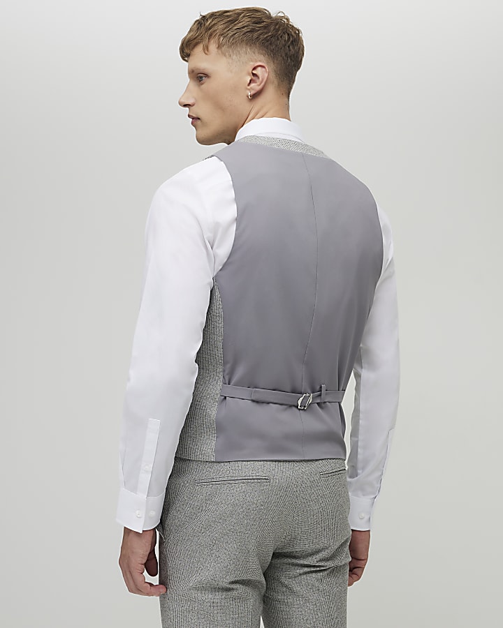 River Island Grey Pupstooth Waistcoat