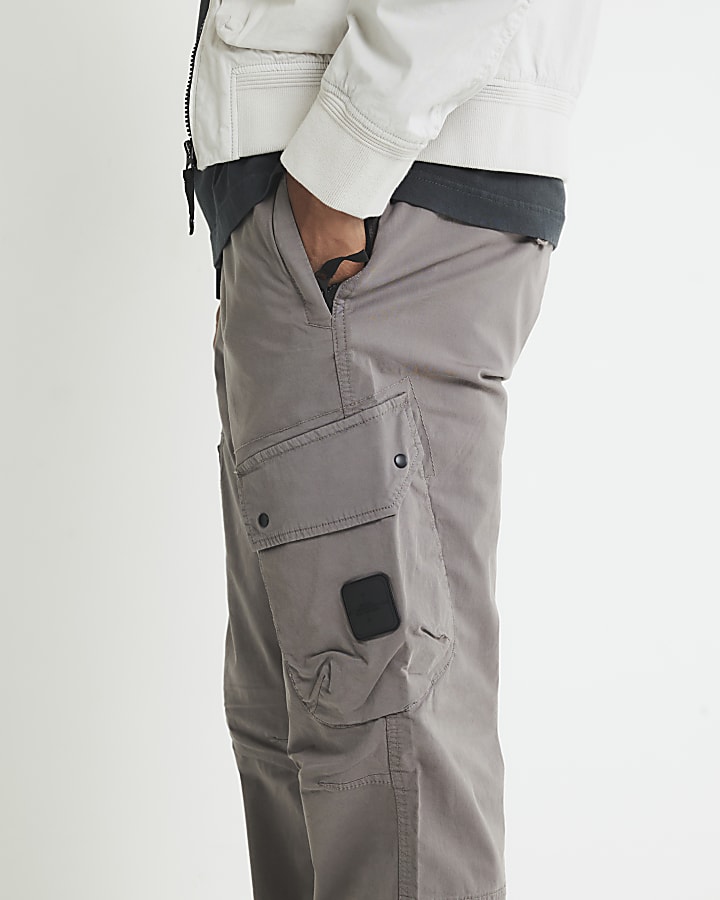 River Island Grey Regular Fit Cargo Trousers