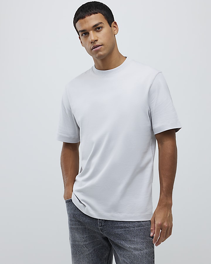 River Island Grey Regular Fit Essential T-Shirt