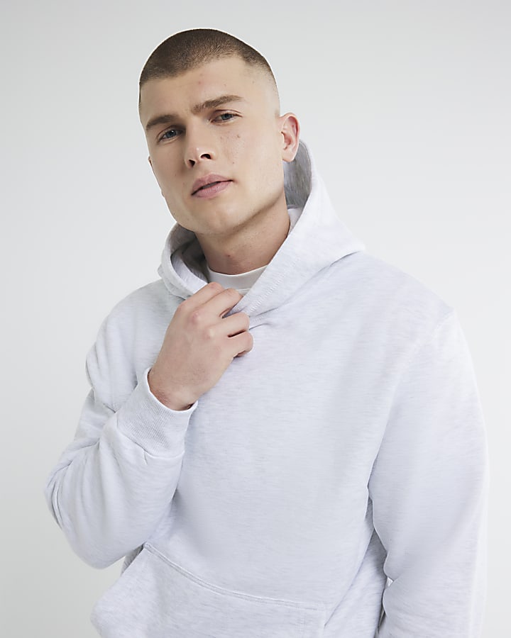River Island Grey Regular Fit Long Sleeve Hoodie