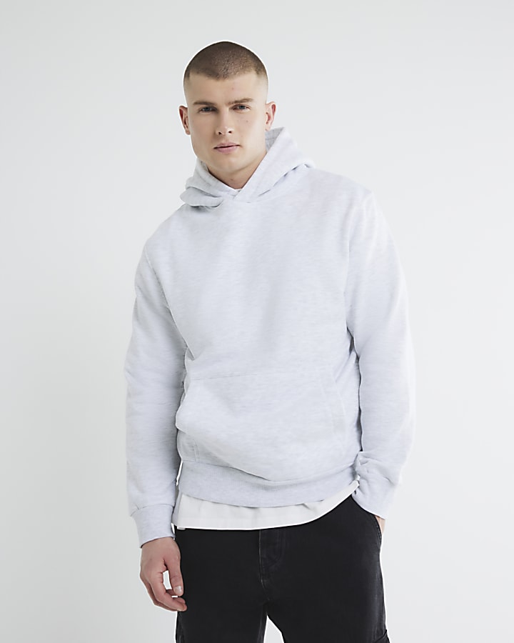 River Island Grey Regular Fit Long Sleeve Hoodie