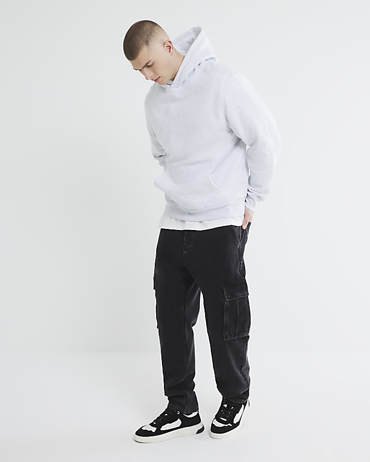 River Island Grey Regular Fit Long Sleeve Hoodie