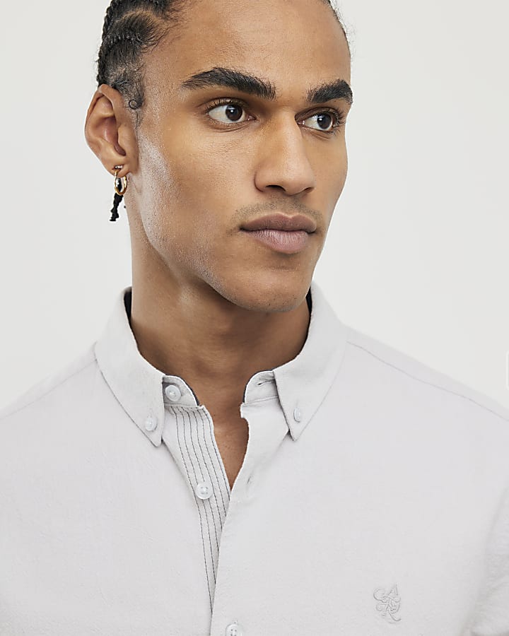 River Island Grey Regular Fit Shirt