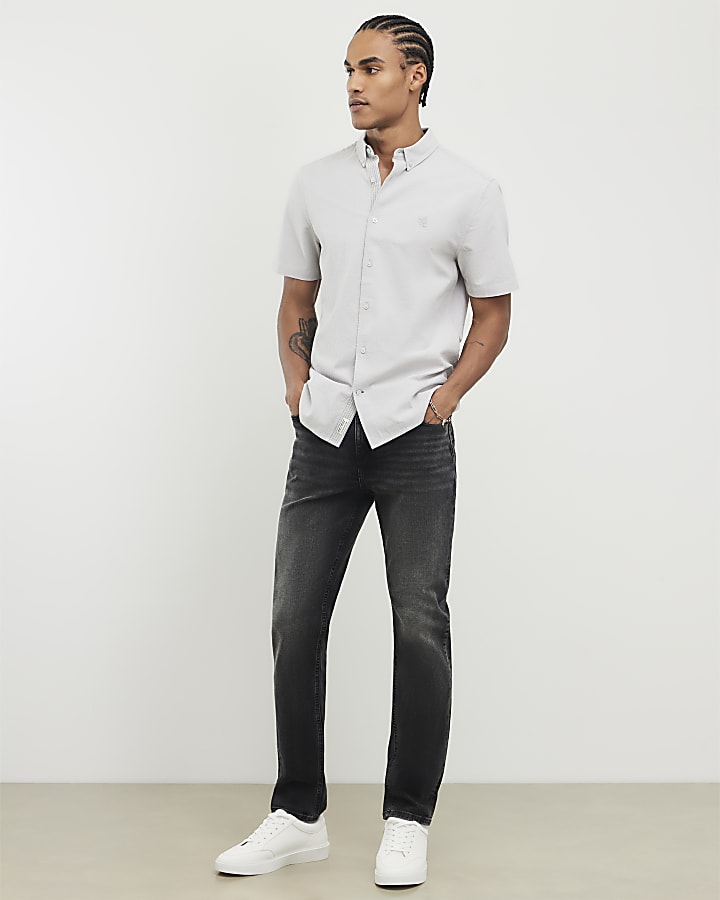 River Island Grey Regular Fit Shirt