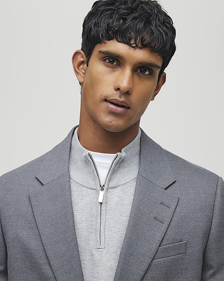 River Island Grey Regular Fit Suit Jacket