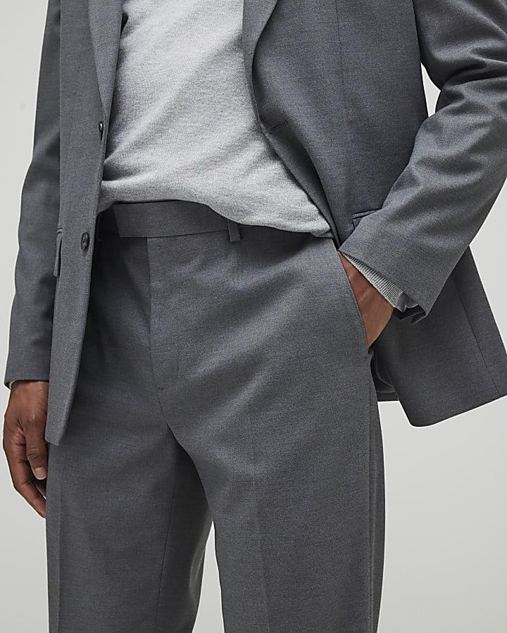 River Island Grey Regular Fit Suit Trousers