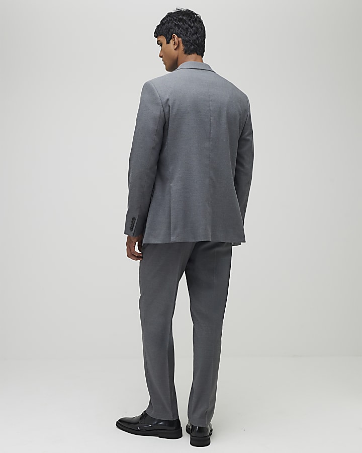 River Island Grey Regular Fit Suit Trousers