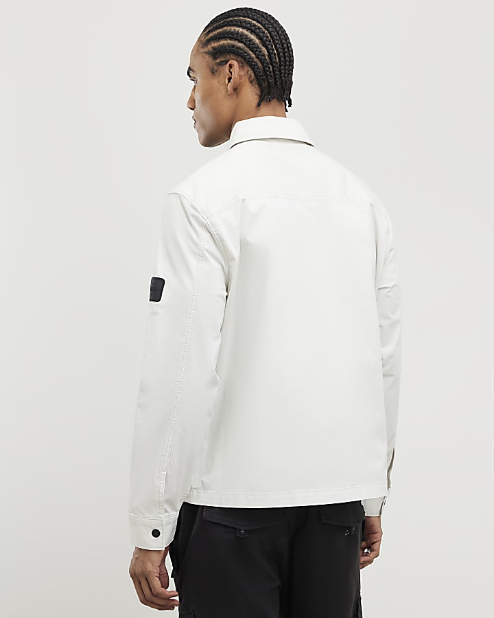 River Island Grey Regular Fit Zipped Overshirt