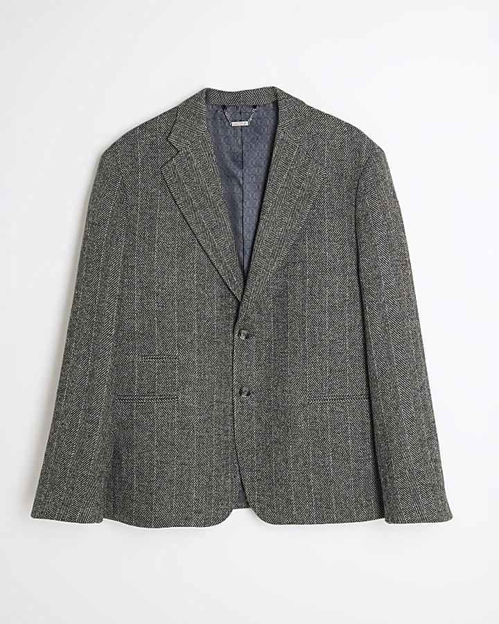 river island Grey Relaxed Fit Striped Suit Jacket