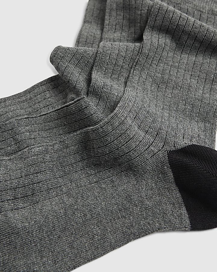 River Island Grey Ribbed Pack Of 3 Socks