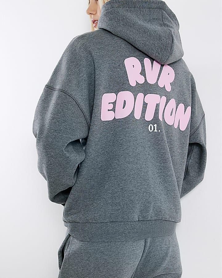 River Island Grey RVR Edition Back Print Hoodie