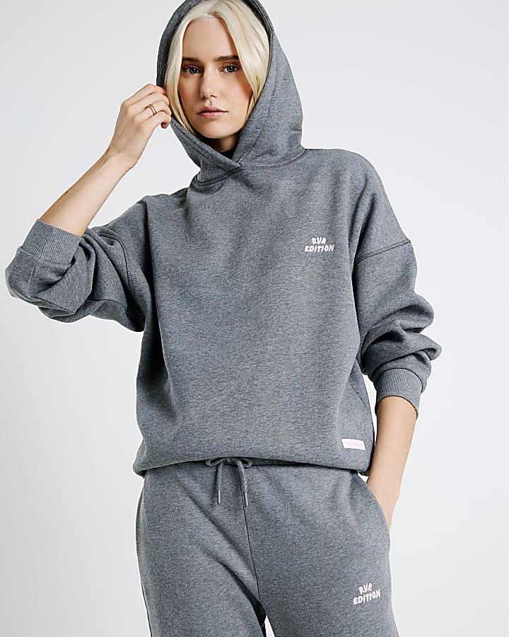 River Island Grey RVR Edition Back Print Hoodie
