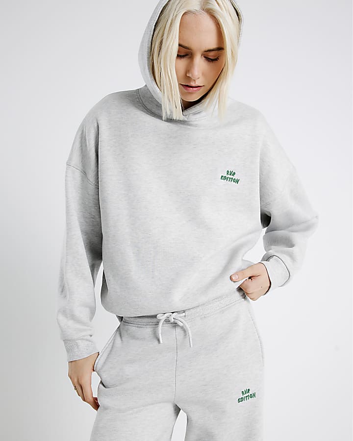 River Island Grey RVR Edition Back Print Hoodie