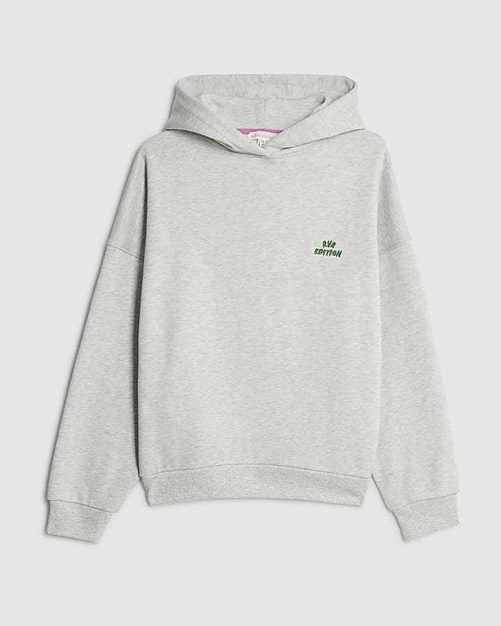 river island Grey RVR Edition Back Print Hoodie