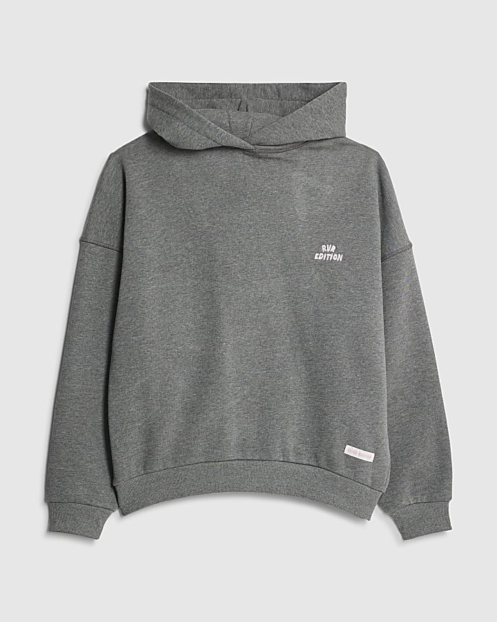 river island Grey RVR Edition Back Print Hoodie