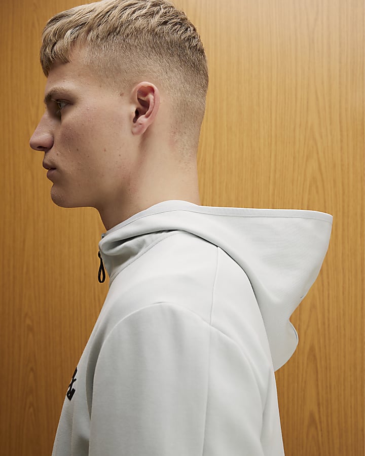 River Island Grey RXR Half Zip Hoodie