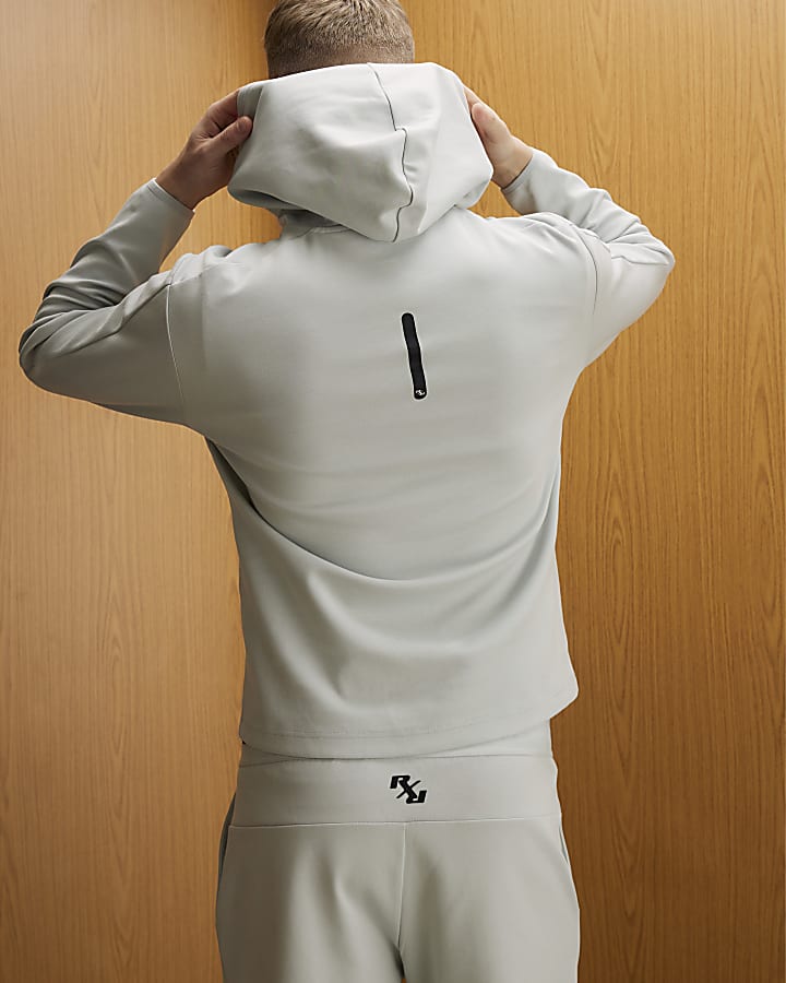river island Grey RXR Half Zip Hoodie