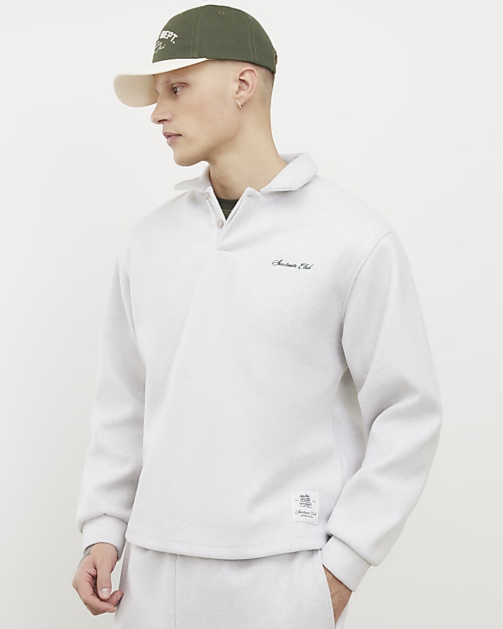 River Island Grey Sanctuaire Club Polo Shirt