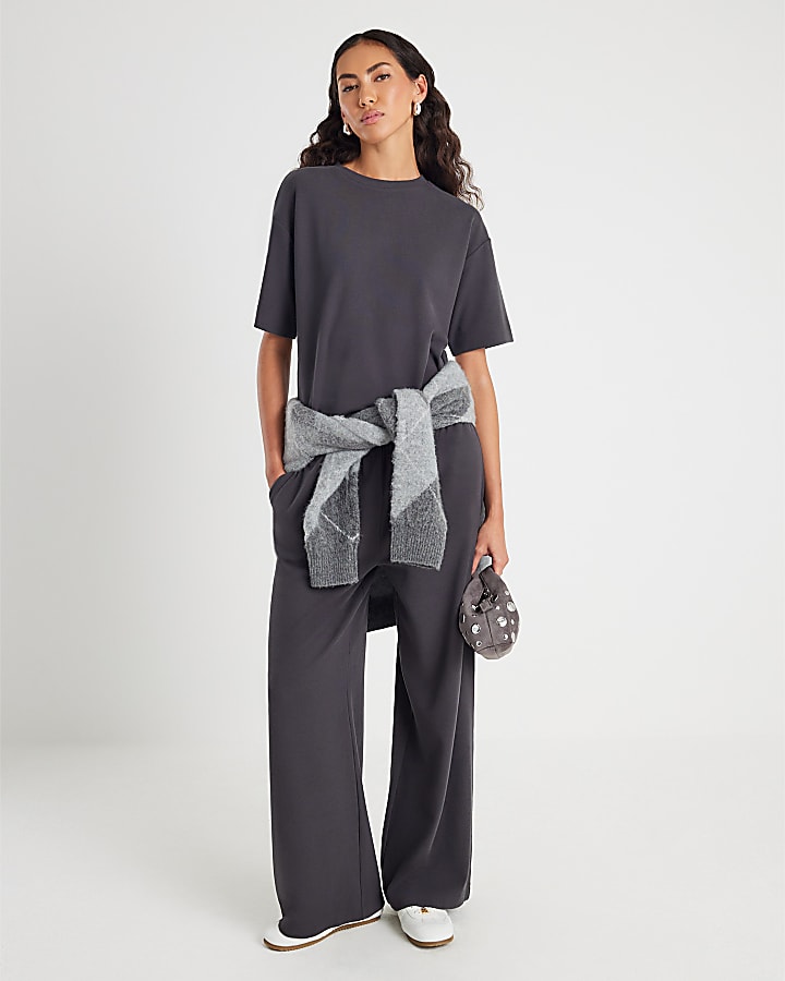 River Island Grey Short Sleeve Cosy Boxy T-Shirt