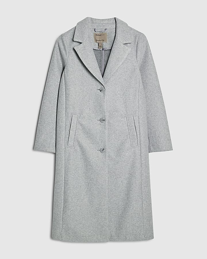 river island Grey Single Breasted Coat