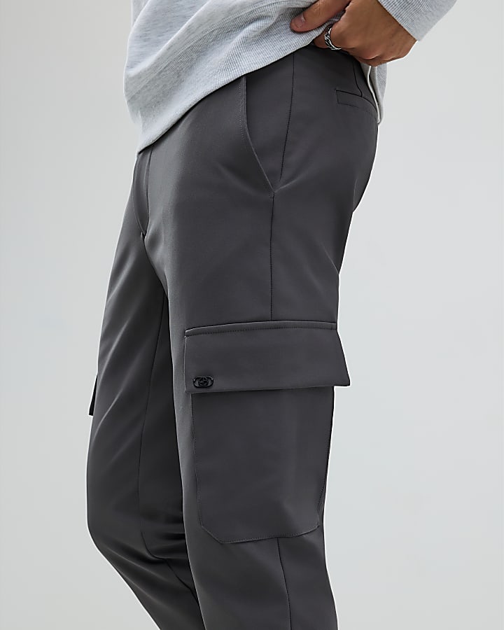 River Island Grey Skinny Fit Cargo Trousers