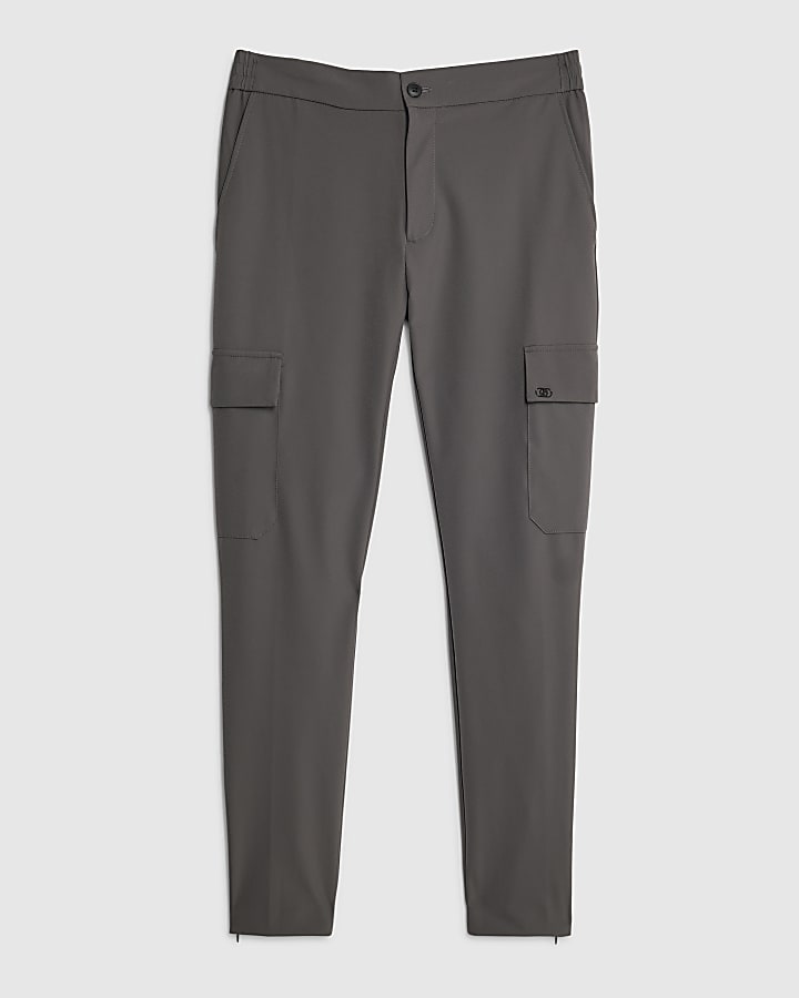 river island Grey Skinny Fit Cargo Trousers