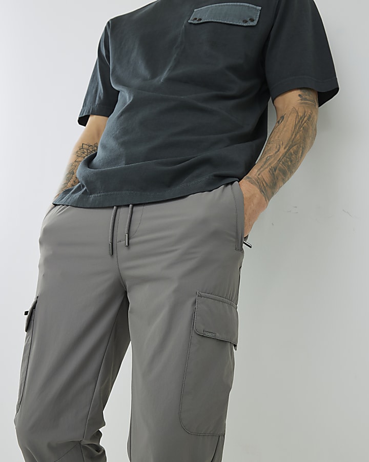 River Island Grey Skinny Fit Cargo Trousers