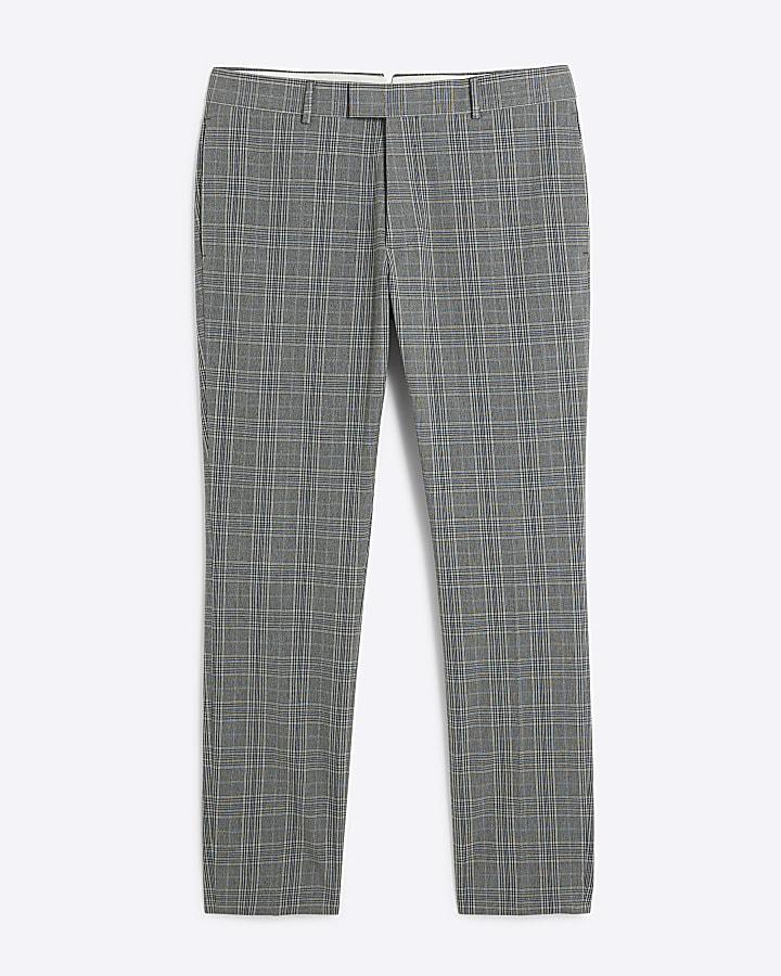 river island Grey Skinny Fit Check Suit Trousers