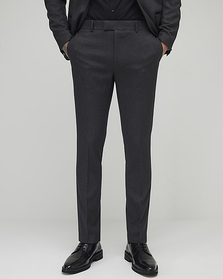 River Island Grey Skinny Fit Check Trousers