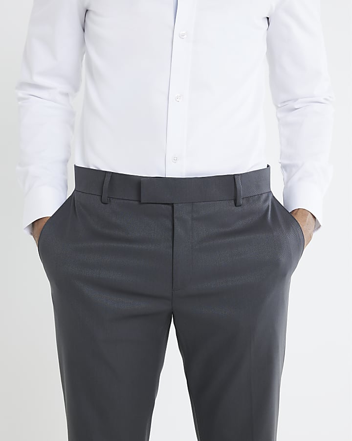 River Island Grey Skinny Fit Smart Trousers