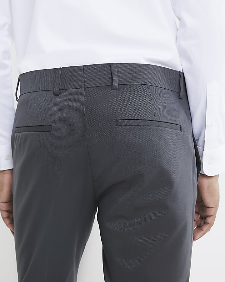 River Island Grey Skinny Fit Smart Trousers