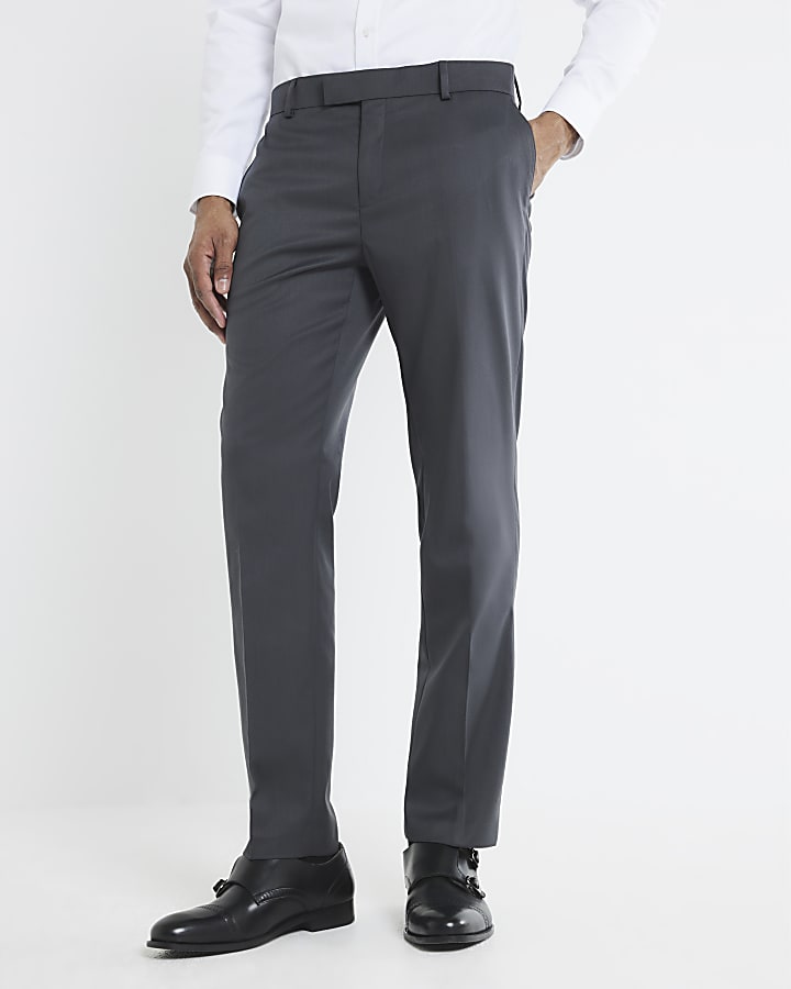 River Island Grey Skinny Fit Smart Trousers