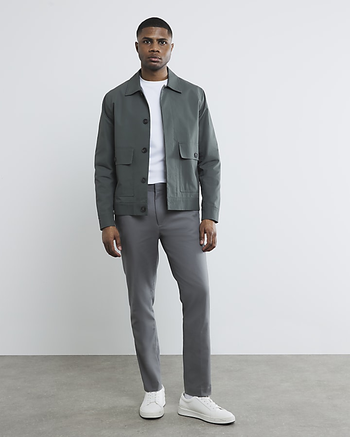 River Island Grey Slim Fit Chino Trousers