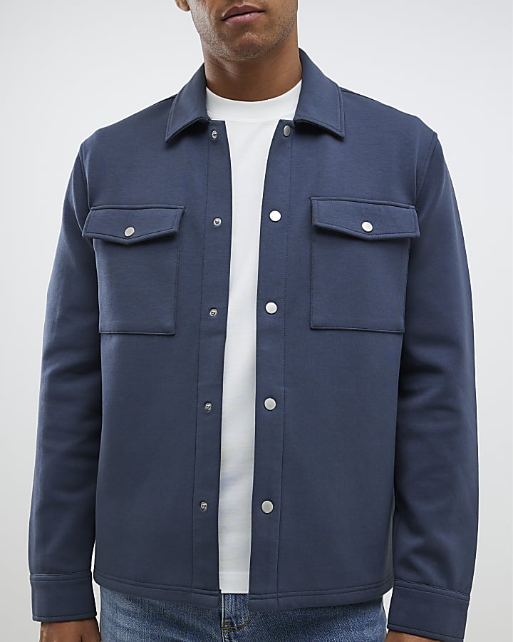 River Island Grey Slim Fit Collared Overshirt