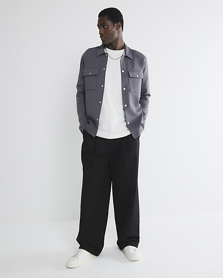 River Island Grey Slim Fit Long Sleeve Overshirt