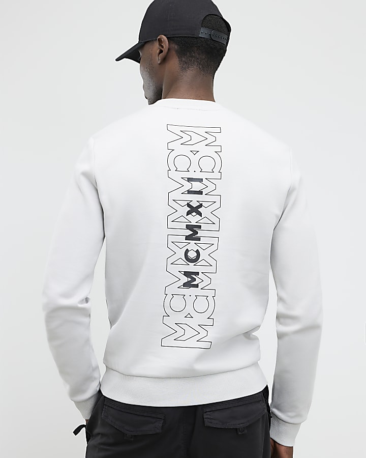 River Island Grey Slim Fit MCMXII Sweatshirt