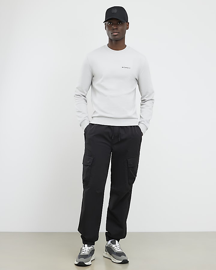 River Island Grey Slim Fit MCMXII Sweatshirt