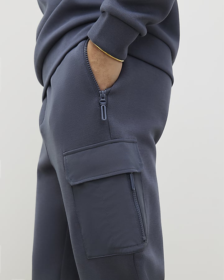 River Island Grey Slim Fit Nylon Pocket Joggers