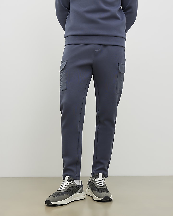 River Island Grey Slim Fit Nylon Pocket Joggers