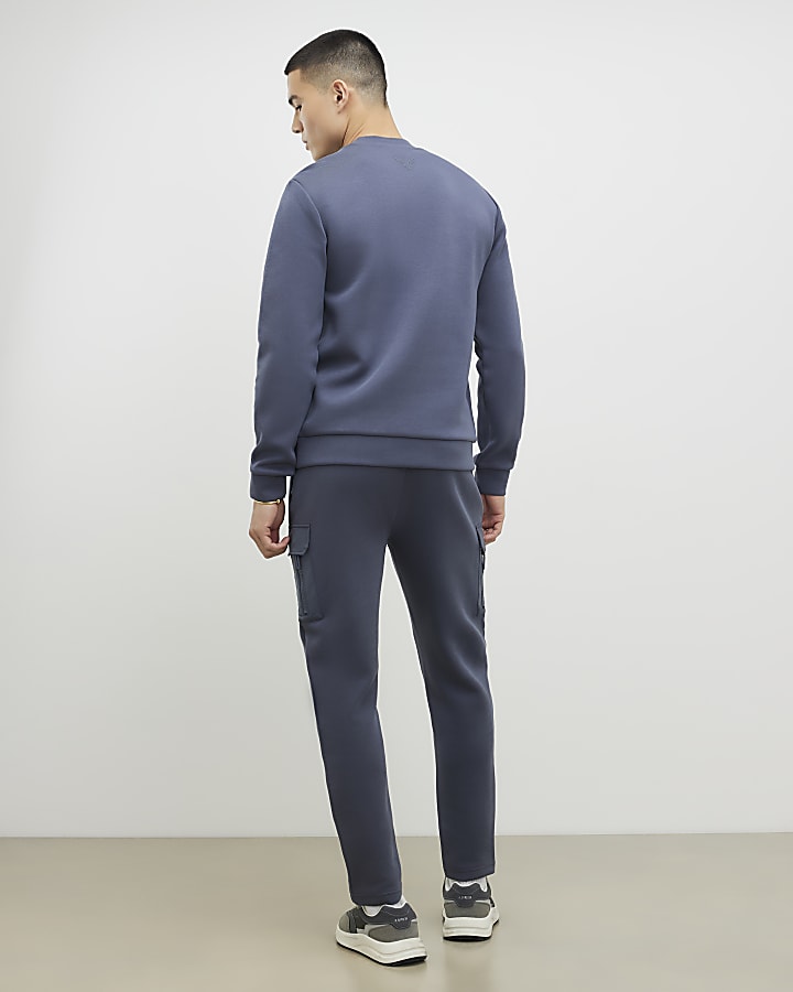 River Island Grey Slim Fit Nylon Pocket Joggers