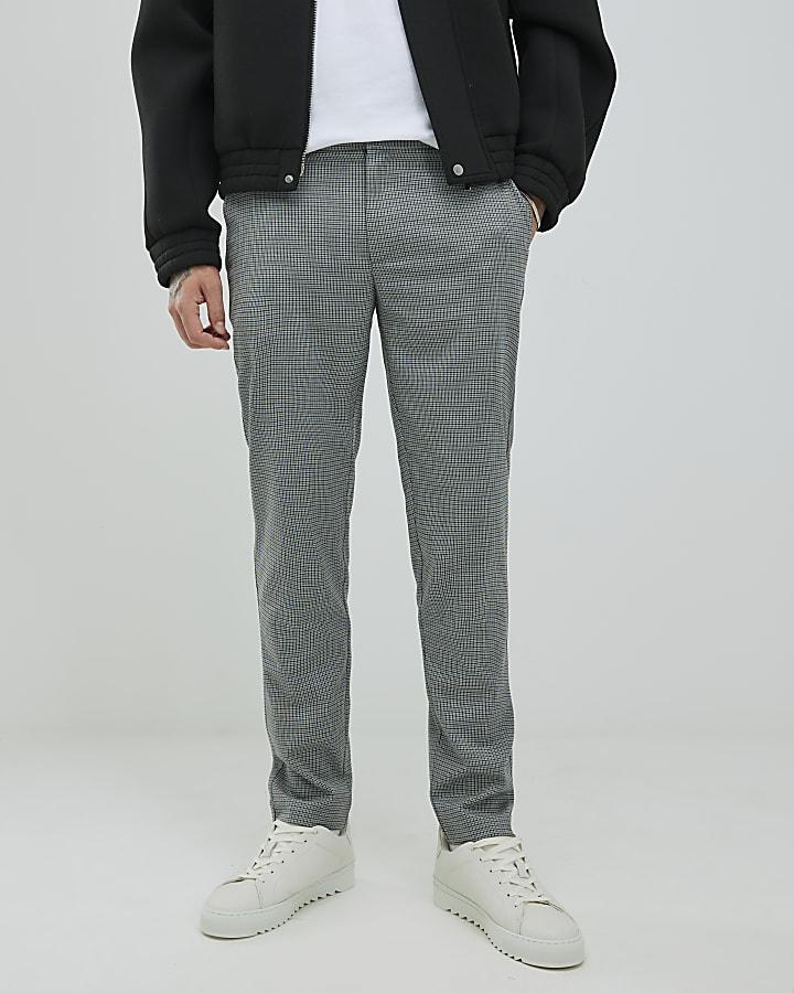 River Island Grey Slim Fit Puppytooth Trousers