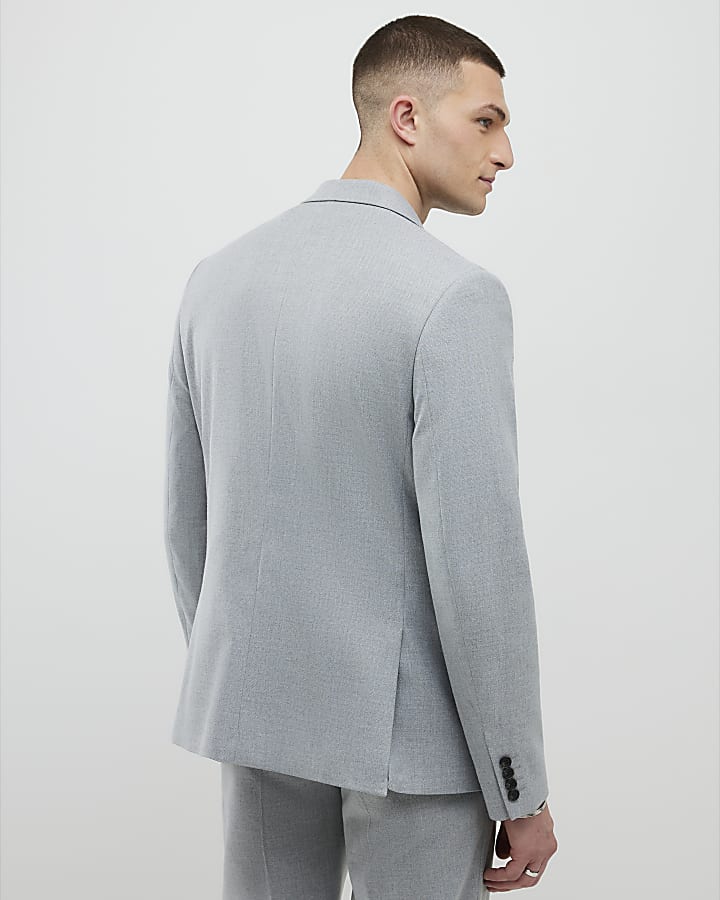 River Island Grey Slim Fit Textured Suit Jacket