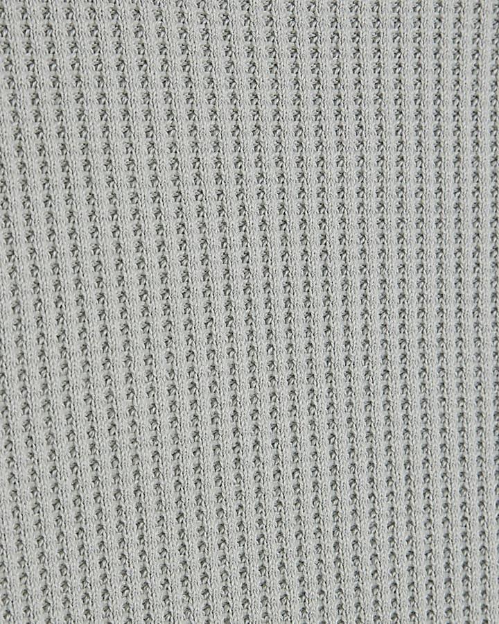 River Island Grey Slim Fit Waffle Knit Jumper
