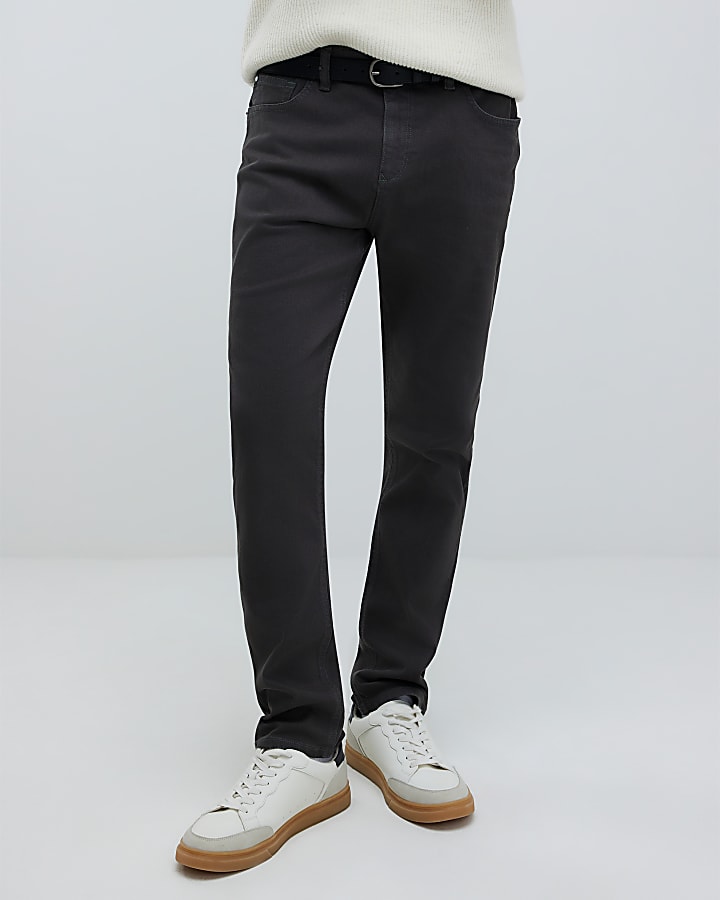 River Island Grey Slim Fit Washed Jeans