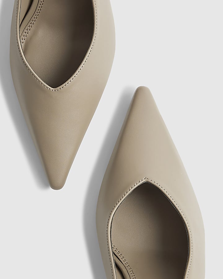 river island Grey Slingback Logo Court Heels
