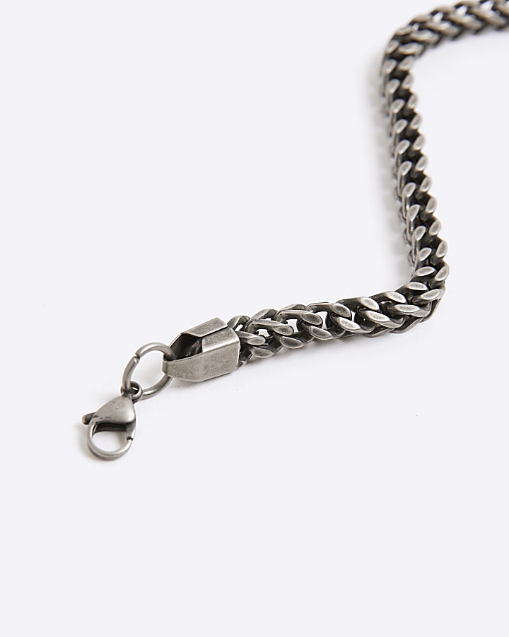 River Island Grey Steel Gunmetal Chunky Bracelet