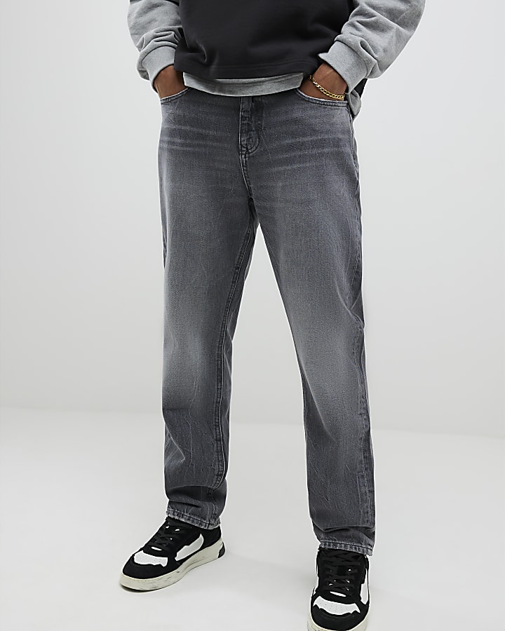 River Island Grey Straight Leg Jeans