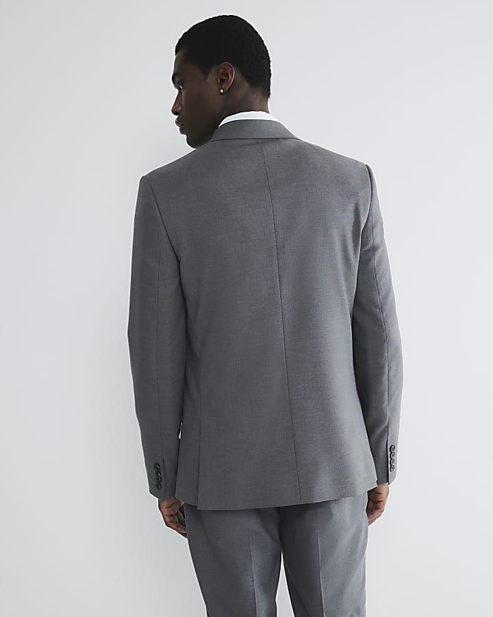 River Island Grey Stretch Slim Fit Suit Jacket