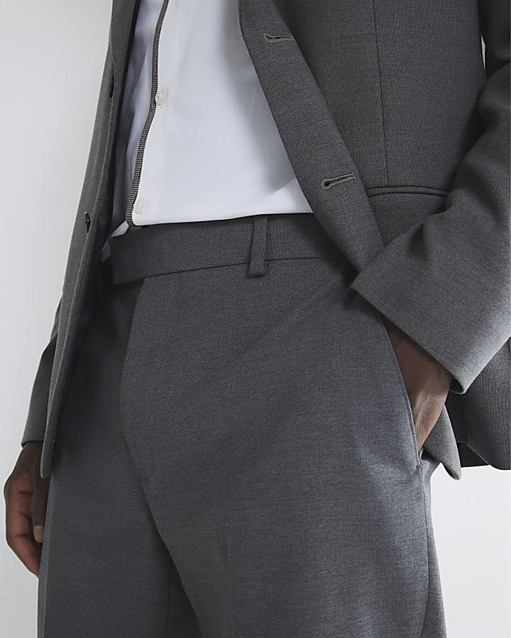 River Island Grey Stretch Slim Fit Suit Trousers