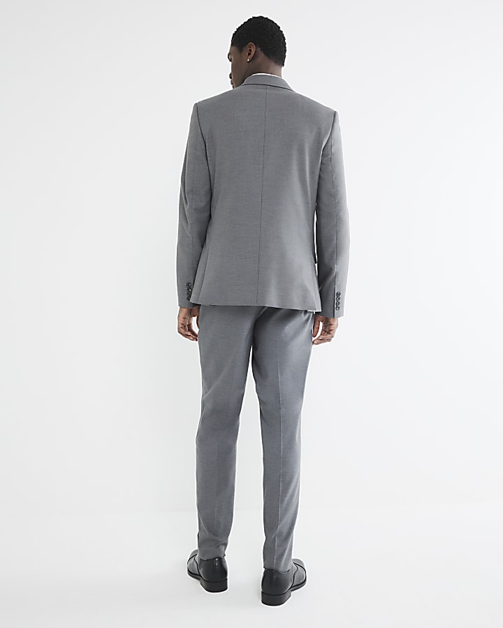 River Island Grey Stretch Slim Fit Suit Trousers